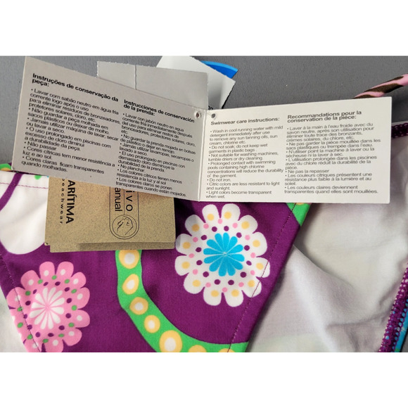 Cia Maritima Cheeky Bikini Bottom Womens M 40 Swim Side Tie Floral Retro New - Picture 8 of 14